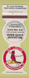Matchbook Cover - St Louis Cardinals Baseball 1982 Belgrade State Bank MO