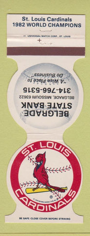 Matchbook Cover - St Louis Cardinals Baseball 1982 Belgrade State Bank MO