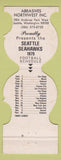 Matchbook Cover - Seattle Seahawks Football 1979 Abrasives NW Seattle WA
