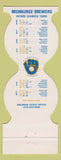 Matchbook Cover - Milwaukee Brewers Baseball Trane Credit Union 1985