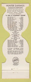 Matchbook Cover - Cincinnati Reds Baseball Hunter Savings 1974