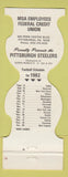Matchbook Cover - Pittsburgh Steelers Football 1982 MSA Credit Union PA
