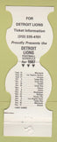 Matchbook Cover - Detroit Lions Football 1987