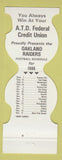 Matchbook Cover - Oakland Raiders Football 1980 ATD Federal Credit Union