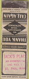 Matchbook Cover - Jack's Place St Paul MN STAMPED POOR