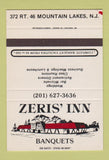 Matchbook Cover - Zeris' Inn Mountain Lakes NJ SAMPLE 40 Strike