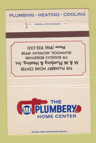 Matchbook Cover - The Plumbery Home Center Ironwood MI WEAR 40 Strike