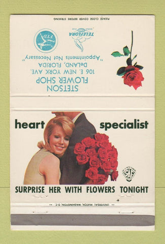 Matchbook Cover - Stetson Flower Shop DeLand FL 40 Strike