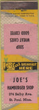 Matchbook Cover - Joe's Hamburger Shop St Paul MN Arrow WEAR