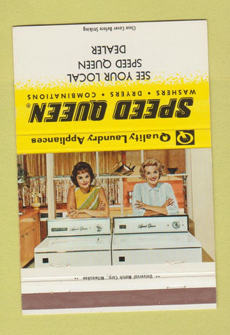 Matchbook Cover - Speed Queen Washing Machine girlie 40 Strike