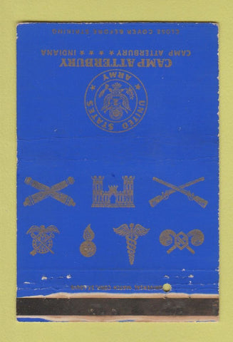Matchbook Cover - Camp Atterbury IN Army WORN postcard 40 Strike