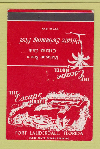 Matchbook Cover - Escape Hotel Fort Lauderdale FL SAMPLE 40 Strike