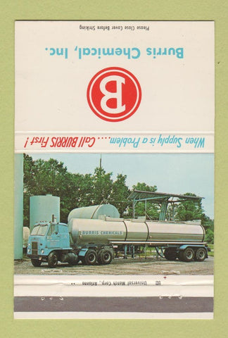 Matchbook Cover - Burris Chemical Charleston Greenville SC Augusta GA 40 Strike