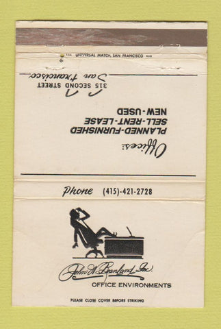 Matchbook Cover - John Banland Office Furniture San Francisco CA WORN 40 Strike