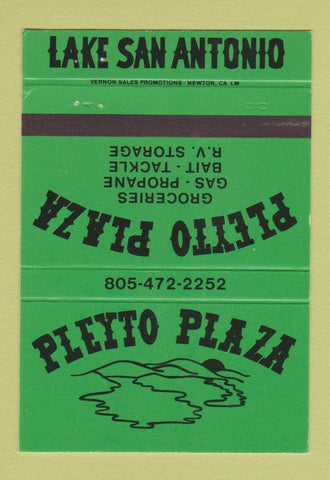 Matchbook Cover - Pleyto Piaza Grocery oil gas Lake San Antonio CA 40 Strike