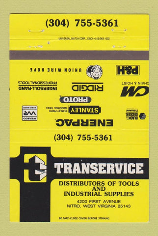 Matchbook Cover - Transervice Tools Supply Nitro WV 40 Strike
