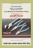 Matchbook Cover - Channel Lock Tools Tobey Hardware Freeport TX 40 Strike