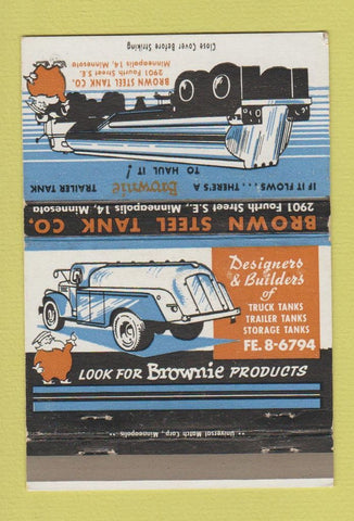 Matchbook Cover - Brown Steel Tank Trailer trucking Minneapolis MN 40 Strike