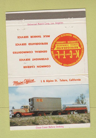 Matchbook Cover - Kings County Trucking Fresno San Francisco CA WEAR 40 Strike