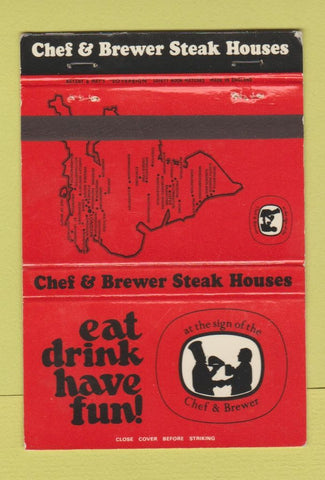 Matchbook Cover - Chef & Brewer Steak Houses UK CHAIN 40 Strike