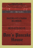 Matchbook Cover - Don's Pancake House North Myrtle Beach SC 40 Strike