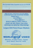 Matchbook Cover - World Wide Video XXX Porn Bakersfield Hollywood CA 40 Strike