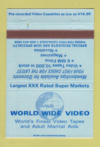 Matchbook Cover - World Wide Video XXX Porn Bakersfield Hollywood CA 40 Strike