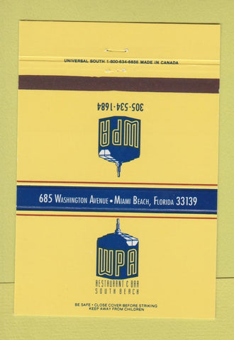 Matchbook Cover - WPA South Beach Miami FL restaurant 40 Strike