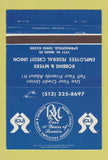 Matchbook Cover - Robbins & Myers Credit Union Springfield OH 40 Strike