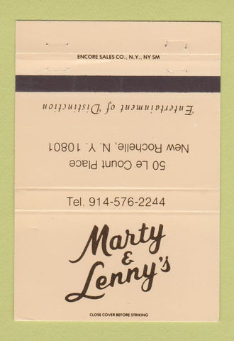 Matchbook Cover - Marty & Lenny's Restaurant New Rochelle NY 40 Strike