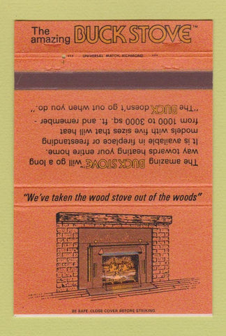 Matchbook Cover - Buck Stove Wood Stove Firebox Mechanicsville VA 40 Strike