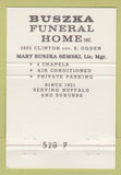Matchbook Cover - Buszka Funeral Home Buffalo NY 40 Strike