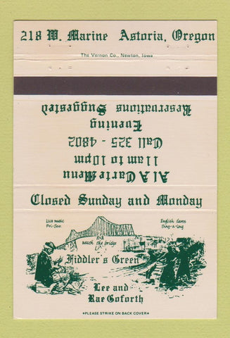 Matchbook Cover - Fiddler's Green Astoria OR 40 Strike