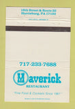 Matchbook Cover - Maverick Restaurant Harrisburg PA 40 Strike