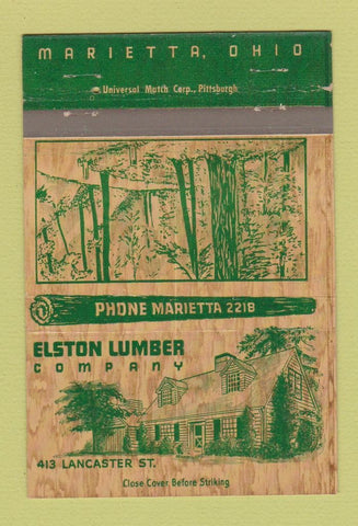 Matchbook Cover - Elston Lumber Company Marietta OH 40 Strike