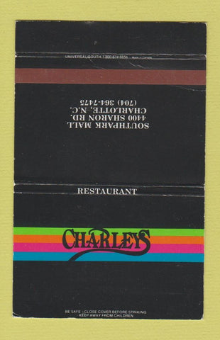 Matchbook Cover - Charley's Restaurant Charlotte NC 40 Strike