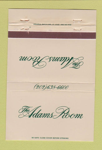 Matchbook Cover - Adams Room Hay Adams Hotel Washington DC 40 Strike