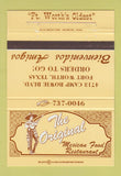 Matchbook Cover - Original Mexican Restaurant Fort Worth TX 40 Strike