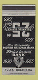 Matchbook Cover - Fourth National Bank Tulsa OK 1955 30 Strike