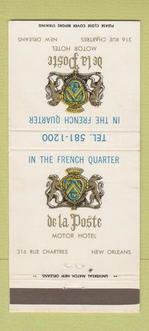 Matchbook Cover - De La Poste Motor Hotel New Orleans LA 30 Strike