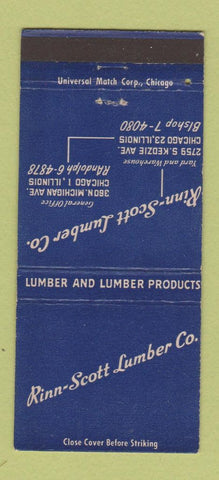 Matchbook Cover - Rinn Scott Lumber Chicago IL 30 Strike