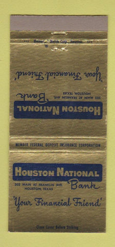 Matchbook Cover - Houston National Bank TX 30 Strike