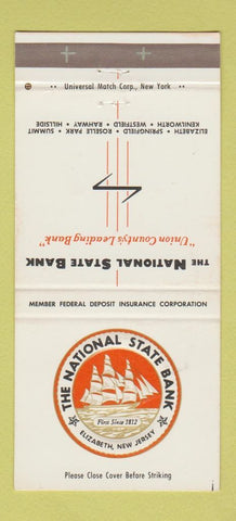 Matchbook Cover - National State Bank Elizabeth NJ 30 Strike