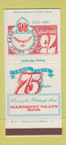 Matchbook Cover - Allegheny Valley Bank Pittsburgh PA 1975 30 Strike