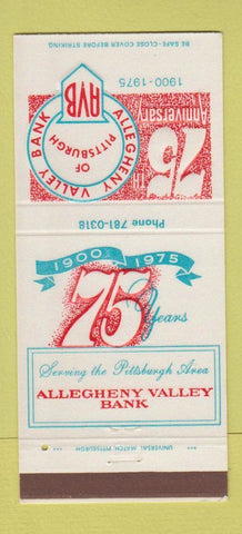 Matchbook Cover - Allegheny Valley Bank Pittsburgh PA 1975 30 Strike
