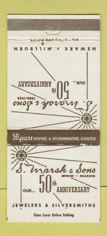 Matchbook Cover - S Marsh & Sons Jewelry Newark Millburn NJ  30 Strike