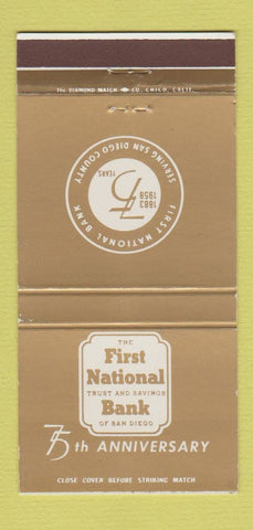 Matchbook Cover - First National Bank San Diego CA 1958 30 Strike