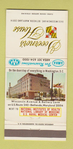Matchbook Cover - Governor's House Bethesda MD 30 Strike