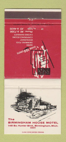 Matchbook Cover - Birmingham House Motel MI 30 Strike