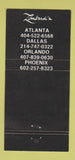 Matchbook Cover - Lombardi's Atlanta Dallas Orlando Phoenix 30 Strike